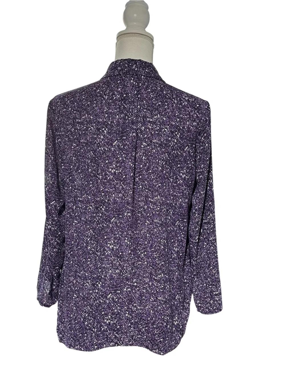 Michael Kors Purple Abstract Print Zip Front Blouse Medium